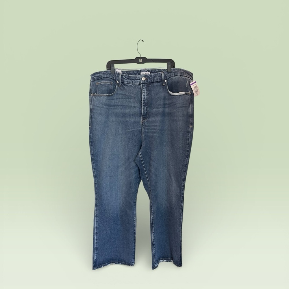Good American Good Legs Mid-Rise 90's Mom Straight Leg Medium Wash Jeans Size 24 - Picture 3 of 4